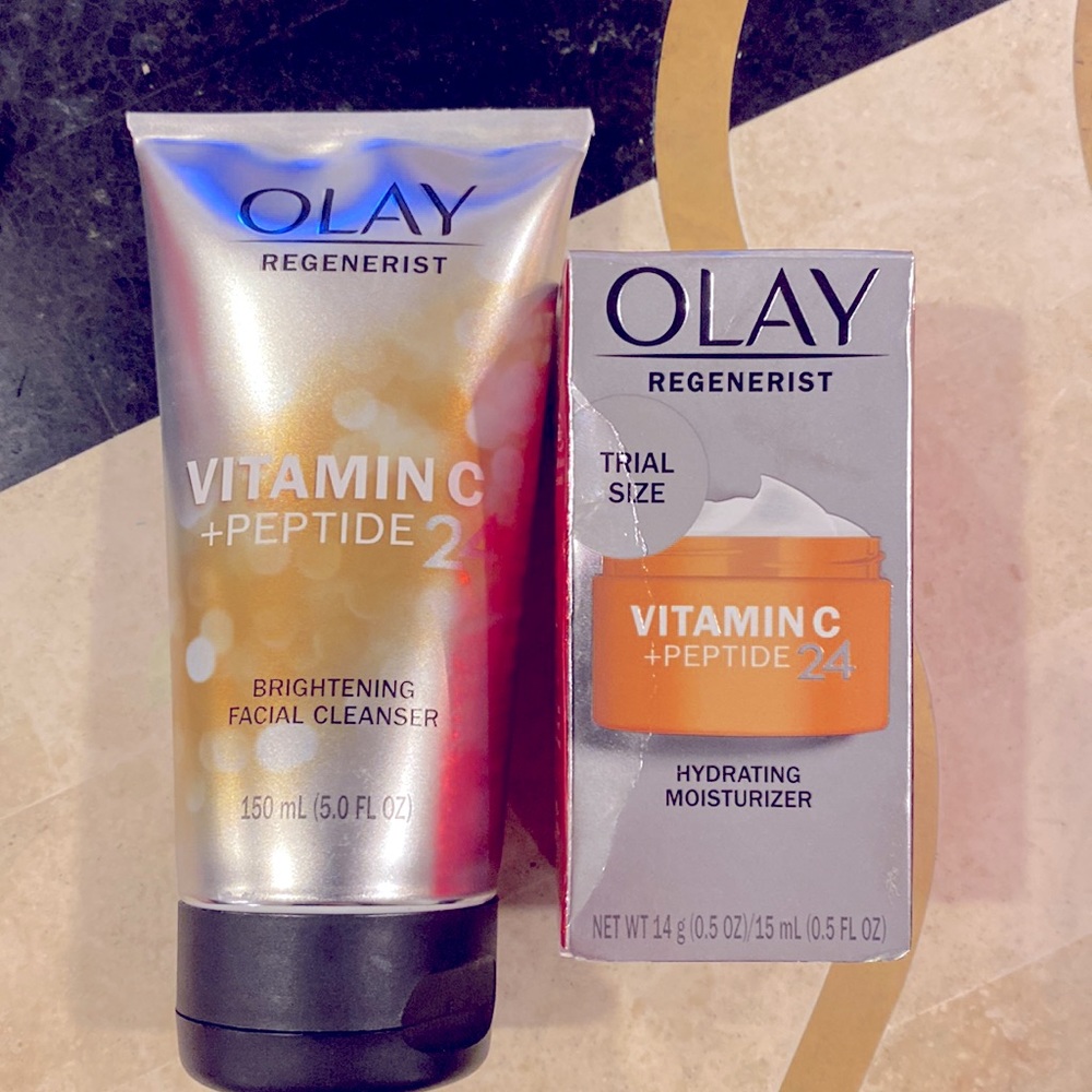Vitamin C + Peptide 24 BRIGHTENING FACIAL CLEANSER | 5 oz + .5 oz VC Moisturizer